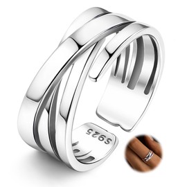 Morfetto 925 Sterling Silver Leaf Rings Adjustable Vintage Ring for Women Men Wrap Wide Statement Ring Open Stackable Thumb Open Rings