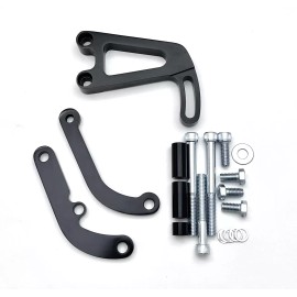 HRC SB Chevy Power Steering Bracket Long Water Pump SBC LWP PS Bracket Aluminum Blk