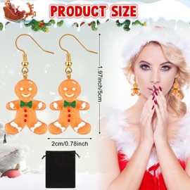 Jadive Christmas Gingerbread Man Earrings for Women Gingerbread Earrings Cute Christmas Earrings Dangle Earrings Festive Jewellery Gift for Women Girls Party Gifts Decoration
