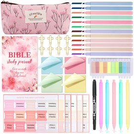 gyoyede 41Pcs Bible Study Kit - Bible Study Supplie Journaling Kit with 12 Highlighters,90 Bibles Labels, Bibles Accessories Set, for Women Christian Gifts