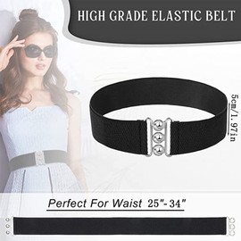 Women's Wide Elastic Buckle Belt Women's Elegant Fashionable Stretch Belt Vintage Waist Belt Wide Waist Belt Cinch Belt for Women with Buckle for Dress Pack of 3 - Black Red White, Black, red, white