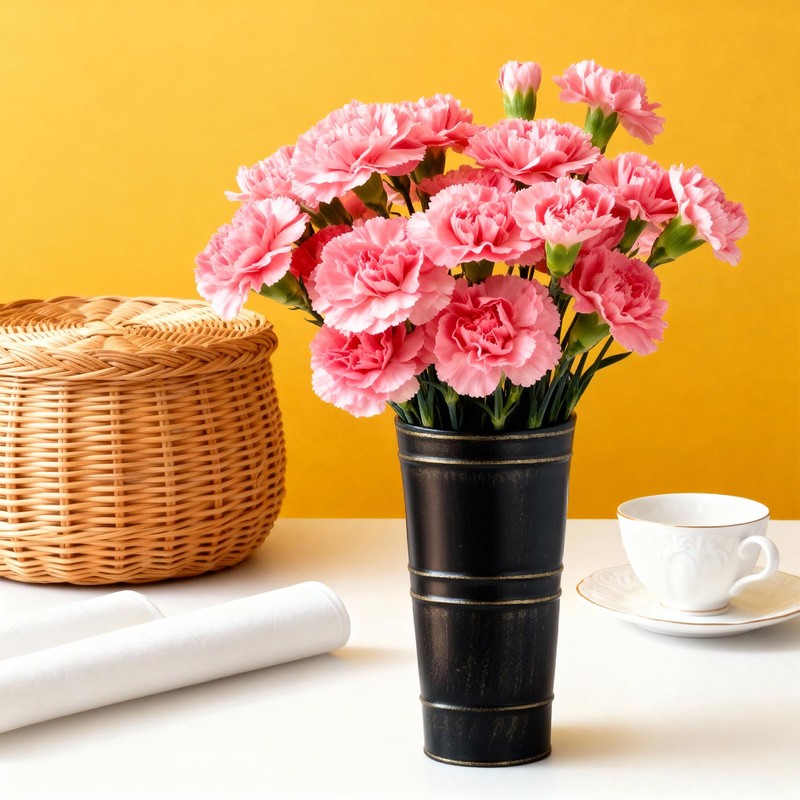 Merkaunis Galvanized Metal Vases 8 Pcs 9 Inch Black Farmhouse
