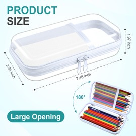 Resholder 6 Pcs Clear Hard Zipper Cases Transparent Hard Sided Clear Zipper Pencil Case with Mesh Pocket for Storage Cosmetics Puzzles Toiletry Pouches Travel Organizer(White)