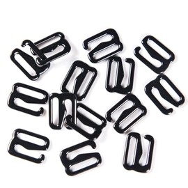 Porcelynne Black Nylon Coated Metal Replacement Bra Strap Slide Hook - 3/8" (10mm) Opening - 20 Pieces