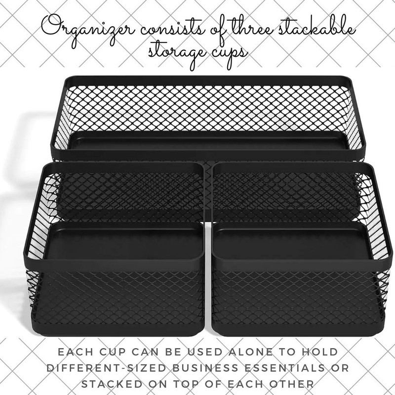 1InTheOffice Desk Baskets and Organizers Tray, Black Mesh Tray, Black
