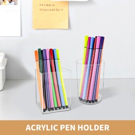 YUUTIAL Acrylic Pen Holder, Pack of 6 Transparent Pen Cups, Makeup Brush Container, Brush Holder, Ballpoint Pen Holder, Pencil Holder for Home, School, Office, Household Supplies