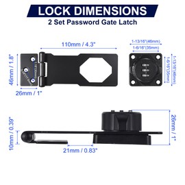 PATIKIL Household Cabinet Password Lock Hasp Locks Combination Latch with 3 Digit Password Security Latch Lock Anti-Theft Keyless Latch Lock for Drawer and Cabinet (Black, 2 Pack)