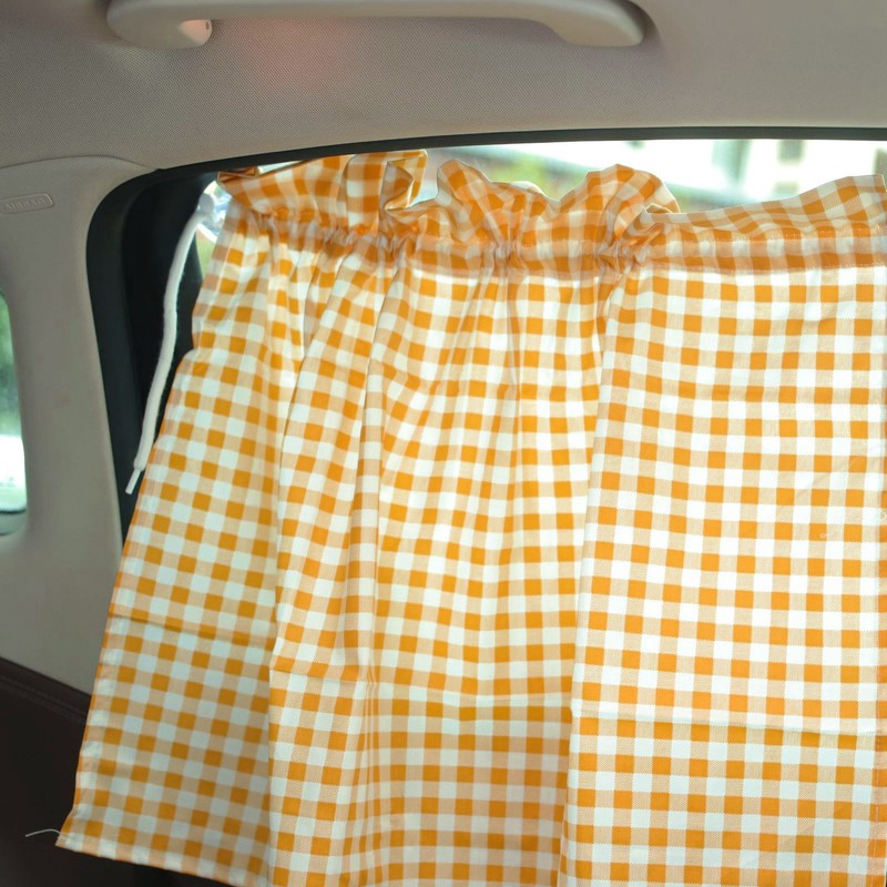 2Pcs Grid Design Anti Ultraviolet Car Curtain Side Car Window