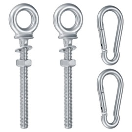 Eye Bolt with Carabiner Hook, M8 x 80 mm Eyelet Screw with Metric Thread, 2 Pieces Eye Bolt, Ring Bolts, 2 Pieces Carabiner Hooks Stainless Steel