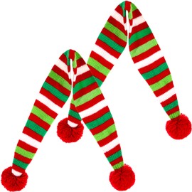 Blulu 2 Pieces Christmas Striped Knitted Dog Scarf Winter Dog Neck Warmer Costume Xmas Holiday Pet Bandana Cat Puppy Scarf Accessories
