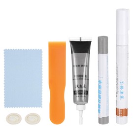 HARFINGTON Wood Furniture Repair Kit (Wood Markers + Wood Filler Paste + Wood Filler Stick) Touch Up Kit with Spatula for Repairing Scratches Cracks Holes on Wooden Floors Cabinet, Light Gray