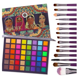 Paletas de Sombras Ucanbe 48 Colores Mate Neón Brillantes Incluye 15 Brochas