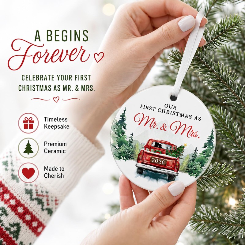 First Christmas Married Couple Christmas Ornament 2026 Wedding Gifts Mr