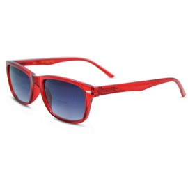In Style Eyes Seymore Retro Bifocal Sunglasses - Full-Rimmed, Rectangle Frame Cheater Glasses - Non-Polarized Aspheric Lens - Red - 4.0x