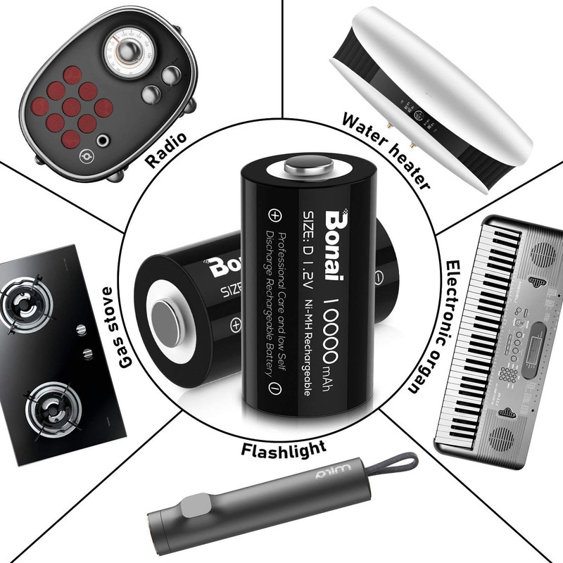 BONAI D Rechargeable Batteries 10,000mAh 1.2V Ni-MH High Capacity High