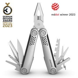 RICHARTZ Structura tool 25+ | Multitool with 25 Functions | Matt Blasted Stainless Steel | Ergonomic Plastic Grip Zones | Multitool Tool with Locking System | Tool Tool