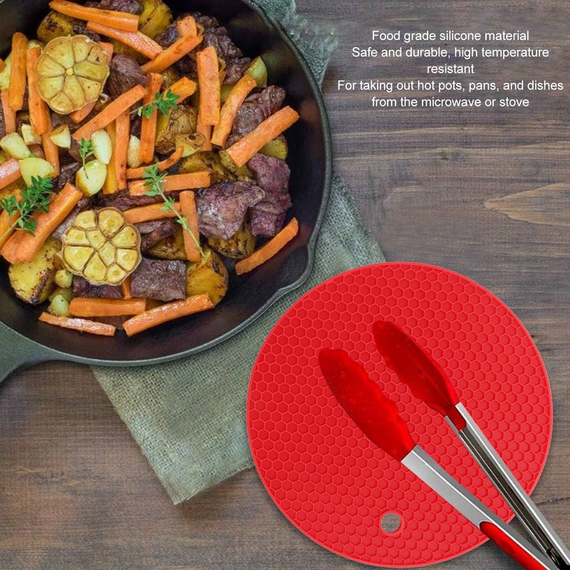 5Pcs Silicone Trivet Mat Square Round Honeycomb Hot Pad Non