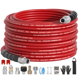 VIVIDWASH 50FT Sewer Jetter Kit for Pressure Washer 5800PSI,1/4" NPT Drain Jetter Hose with 1/4" Quick Plug，3 Sewer Jet Nozzles，Spanners Teflon Tape Gloves and Spray Nozzle for Cleaning