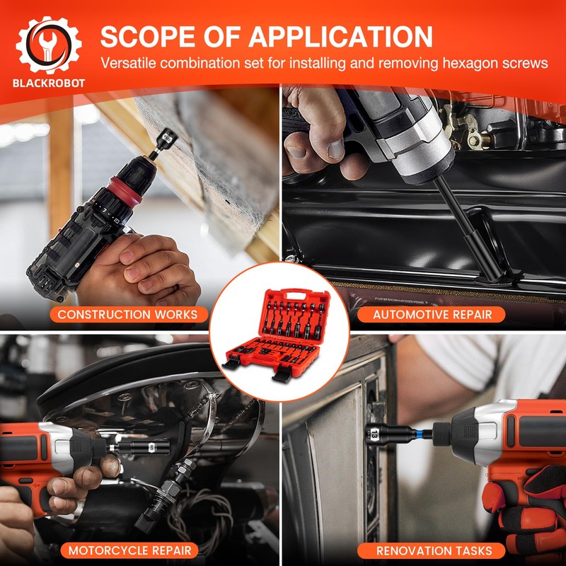 BLACKROBOT Impact Magnetic Nut Driver Set, 34-Piece Metric & SAE