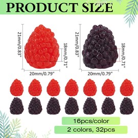 CRAFTYMELODY 32Pcs Artificial Raspberry 2 Colors PVC Plastic Simulation Berries Imitation Lifelike Raspberries Fruit Ornament for Party Kitchen Photography Dining Table Decoration Indigo Red