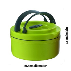 Bargain House Pinnacle Green Thermal Lunch Box - 1800ml, Insulated Food Container with Twist Lock Lid & Folding Handles, Ideal for On-The-Go (21.5cm x 13.5cm)