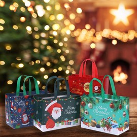 Large Christmas Gift Bags Large Tote Bags 16 Reusable Christmas Gift Bags with Handles Non-woven Christmas Bags Bulk Xmas Gift Bags for Christmas Presents Gifts Wrapping Shopping Xmas Party Supplies