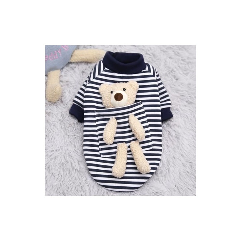 MAYPET Sudadera para Perro de Rayas Azules y Blancas con