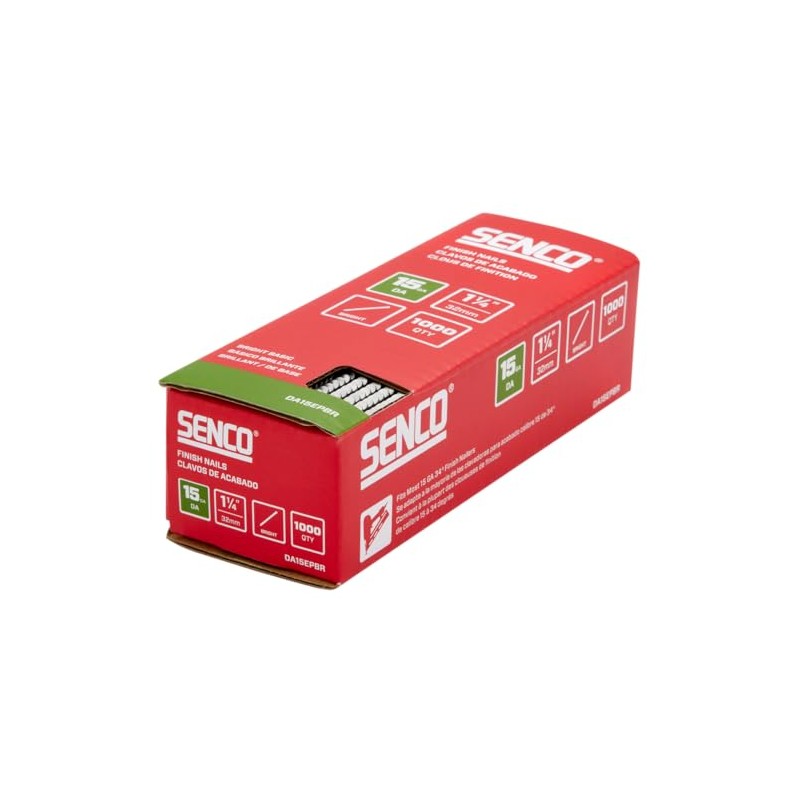 SENCO DA15EPBR 1-1/4" 15 Gauge Angled Finish Nails, Bright Finish