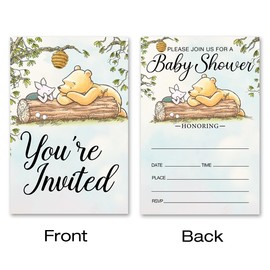 pertnate Pooh Bear Boy Baby Shower Party Invitations, 20 Cards with Envelopes
