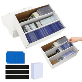 MZONGZI Sports Card Boxes 2400 Count Cardboard Storage Box White Bulk Storage Baseball Card-Boxes with 8 Dividers Sports Cards Storage Box for Game Baseball (2)
