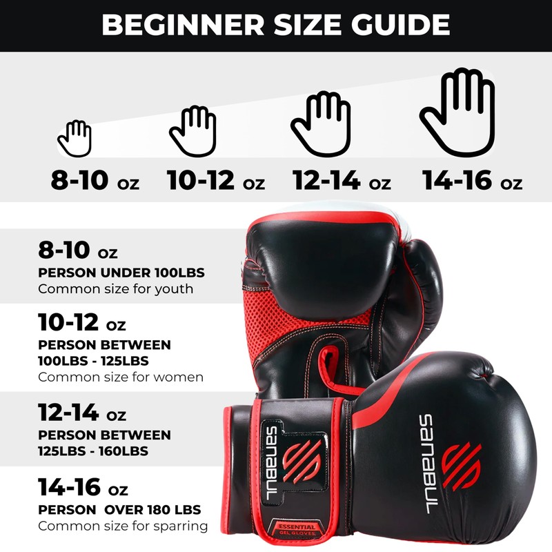 Sanabul Essential Gel Boxing Gloves for Men & Women, Kickboxing