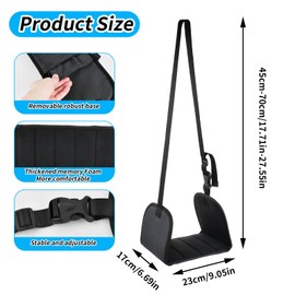 Anseom Aeroplane Footrest Foot Hammock Portable Adjustable Aeroplane Leg Rest Travel Footrest with Memory Foam Height Adjustable Footrest for Travel Aeroplane Long Flights (Black)