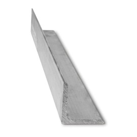 6061 Aluminum Angle, Unpolished (Mill) Finish, Extruded, T6 Temper, ASTM B308/AMS-QQ-A 200/8, Equal Leg Length, Rounded Corners, 1" Leg Lengths, 1/4" Wall Thickness, 24" Length