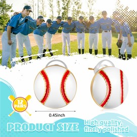 Loetere 12 Pairs Sport Theme Gifts Sports Earring Earrings Jewelry Bulk Gifts for Girls Teens Women Men Mom Player Fan Accessories Game Youth (Baseball)