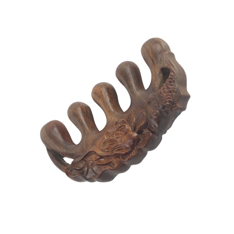 Meridian Wide Tooth Massage Comb Green Sandalwood Head Scalp Massage