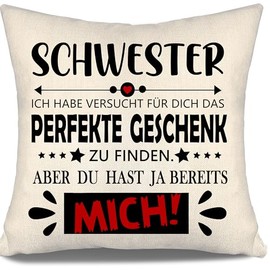 Aosumin Sister Ich Habe versucht Finden Aber du hast ja Schon Mich Cushion Cover for Sister Birthday Gift Christmas Gift (Sister-a)
