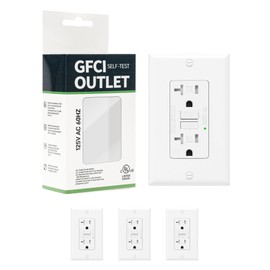 4-Pack 20 Amp GFI Electrical GFCI Outlet Self-Test Tamper Resistant (TR) Weather Resistant (WR) Ground Fault Receptacle with LED Indicator UL Listed Standard Wall Plate Included White