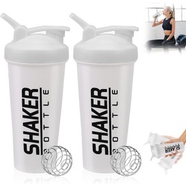 2 Piezas Botella para Proteina de Coctelera,Vaso para Proteína con licuadora,Leak Proof y Sin BPA,Botella Mezcladora Gym para Batidos de Proteínas,Suplemento Fitness y Deportes,Resistente y Duradero