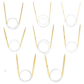 Bamboo Circular Knitting Needle Set, 8 Sizes, 60 cm Double Pointed Circular Needles with Clear Plastic Tubes, for Scarves, Jumpers, Blankets