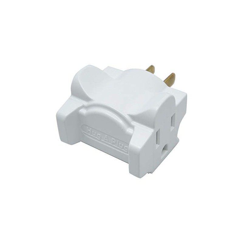 Hug-A-Plug Grounded Right Angle Adapter Plug - Twin Pack White