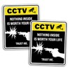 2 x 20cm Tall Funny CCTV Sign Vinyl Stickers -