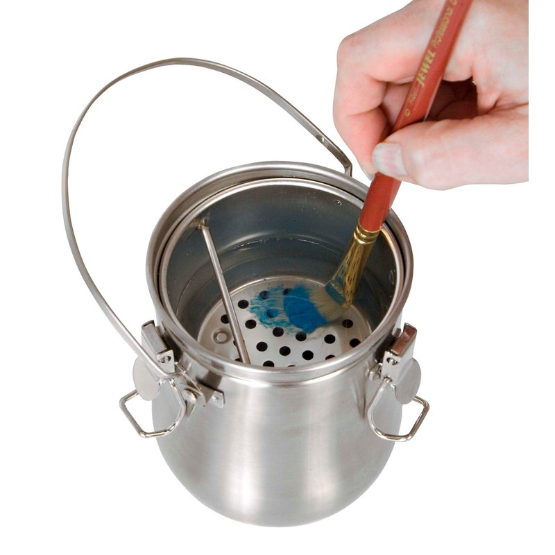 Newton Air-Tight Stainless Steel Brush Washer- Deluxe Leak-Proof Paintbrush Cleaning