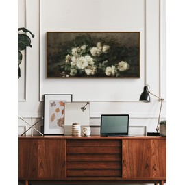 InSimSea Extra Large Framed Vintage Wall Art, Living Room Country Farmhouse Decor, Flowers Landscape Paintings, Canvas Prints, Retro Floral Long Pictures for Bedroom Above of Bed,20x40inch