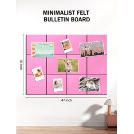 Hsurbtra Large Cork Board for Wall 47 x 36 Inch, 12 Pack Felt Bulletin Notice Board with Pushpins for Office Home School Farmhouse Wall Decor, Pink