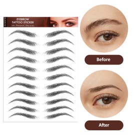 YUXIANLB 10PCS Tattoo Eyebrows Waterproof Temporary Brow Tattoos Eyebrow Stickers Stencils Hair Like Eyebrow Tattoos Stickers Instant Transfer Fake Brow Natural Strokes For Christmas Party(Black-10)