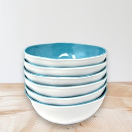 GODAGE 6-Piece Melamine Bowl Sets, Light Blue Round, Suitable for Cereal, Soup, Snack, Rice, Noodles, Ice Cream and Fruits Bowls, Lightweight, Unbreakable and Dishwasher Safe (6.5 inch Bowl)