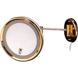 Gold 5X Lighted Wall Mirror