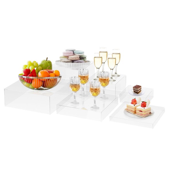 THMINS 6 Pcs Buffet Risers,Acrylic Food Risers for Buffet Table,Display
