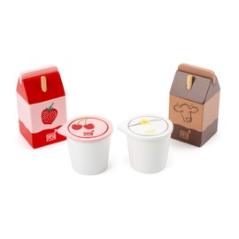 Small Foot 11444 Fresh Wooden Dairy Products Set, Role Toy, Accessories, Shop and Children's Kitchen, from 3 Years, Multi-Coloured