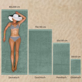 Hausfelder Sauna Towel 80 x 200 cm - Premium 500 g/m² Sauna Towel Large - Women's and Men's Sauna Towel, 100% Cotton, Oeko-Tex Certified (80 x 200 cm, Light Green)